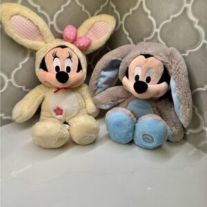 Mickey and Minnie Mouse bunny plush animals